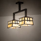 Meyda Lighting Stillwater 32" 2-Light Craftsman Brown Double Cross Mission Island Pendant Light With Beige Iridescent Shade Glass