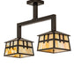 Meyda Lighting Stillwater 32" 2-Light Craftsman Brown Double Cross Mission Island Pendant Light With Beige Iridescent Shade Glass