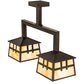 Meyda Lighting Stillwater 32" 2-Light Craftsman Brown Double Cross Mission Island Pendant Light With Beige Iridescent Shade Glass
