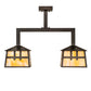 Meyda Lighting Stillwater 32" 2-Light Craftsman Brown Double Cross Mission Island Pendant Light With Beige Iridescent Shade Glass