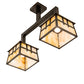 Meyda Lighting Stillwater 32" 2-Light Craftsman Brown Double Cross Mission Island Pendant Light With Beige Iridescent Shade Glass