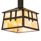 Meyda Lighting Stillwater 32" 2-Light Craftsman Brown Double Cross Mission Island Pendant Light With Beige Iridescent Shade Glass