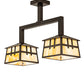 Meyda Lighting Stillwater 32" 2-Light Craftsman Brown Double Cross Mission Island Pendant Light With Beige Iridescent Shade Glass
