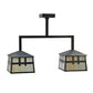 Meyda Lighting Stillwater 33" 2-Light Craftsman Brown Double Cross Mission Island Pendant Light With Beige Art Shade Glass