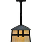 Meyda Lighting Stillwater 33" 2-Light Craftsman Brown Double Cross Mission Island Pendant Light With Beige Art Shade Glass