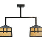 Meyda Lighting Stillwater 33" 2-Light Craftsman Brown Double Cross Mission Island Pendant Light With Beige Art Shade Glass