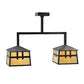 Meyda Lighting Stillwater 33" 2-Light Craftsman Brown Double Cross Mission Island Pendant Light With Beige Art Shade Glass