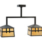 Meyda Lighting Stillwater 33" 2-Light Craftsman Brown Double Cross Mission Island Pendant Light With Beige Art Shade Glass
