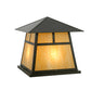 Meyda Lighting Stillwater 34" 4-Light Craftsman Brown T Mission Pier Mount Light With Beige Art Shade Glass