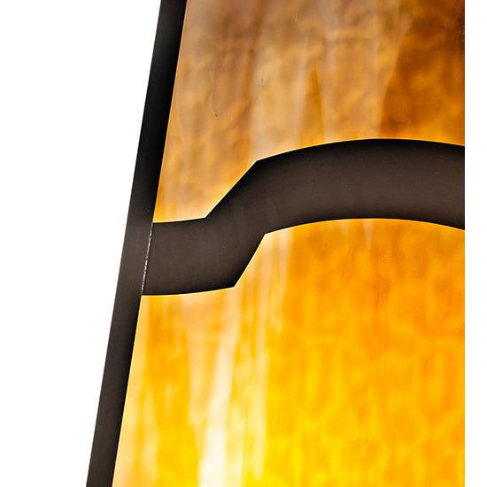 Meyda Lighting Stillwater 34" Craftsman Brown Mountain View Outdoor Flushmount Light With Beige Art Shade Glass