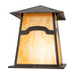 Meyda Lighting Stillwater 34" Craftsman Brown Mountain View Outdoor Flushmount Light With Beige Art Shade Glass