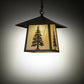 Meyda Lighting Stillwater 36" Craftsman Brown Tall Pine Pendant Light With Beige Iridescent Shade Glass