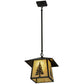 Meyda Lighting Stillwater 36" Craftsman Brown Tall Pine Pendant Light With Beige Iridescent Shade Glass