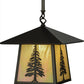 Meyda Lighting Stillwater 36" Craftsman Brown Tall Pine Pendant Light With Beige Iridescent Shade Glass