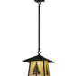 Meyda Lighting Stillwater 36" Craftsman Brown Tall Pine Pendant Light With Beige Iridescent Shade Glass