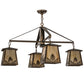 Meyda Lighting Stillwater 38" 4-Light Antique Copper Mountain Pine Chandelier With Beige Art Shade Glass