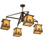 Meyda Lighting Stillwater 38" 4-Light Antique Copper Mountain Pine Chandelier With Beige Art Shade Glass