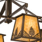 Meyda Lighting Stillwater 38" 4-Light Antique Copper Mountain Pine Chandelier With Beige Art Shade Glass