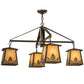 Meyda Lighting Stillwater 38" 4-Light Antique Copper Mountain Pine Chandelier With Beige Art Shade Glass