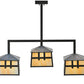 Meyda Lighting Stillwater 39" 3-Light Craftsman Brown Double Cross Mission Island Pendant Light With Beige Art Shade Glass