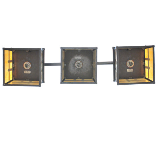 Meyda Lighting Stillwater 39" 3-Light Craftsman Brown Double Cross Mission Island Pendant Light With Beige Art Shade Glass