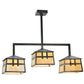 Meyda Lighting Stillwater 39" 3-Light Craftsman Brown Double Cross Mission Island Pendant Light With Beige Art Shade Glass