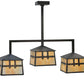 Meyda Lighting Stillwater 39" 3-Light Craftsman Brown Double Cross Mission Island Pendant Light With Beige Art Shade Glass