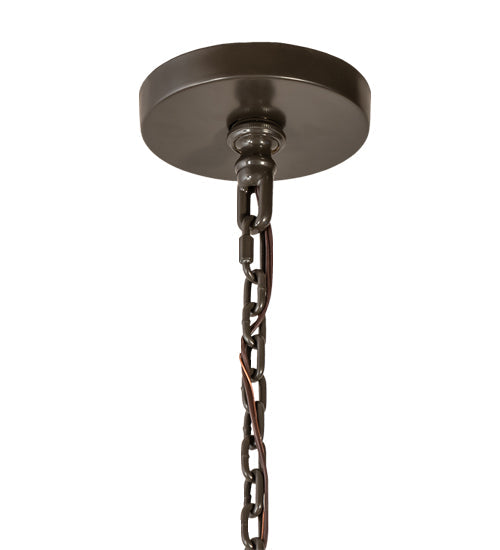 Meyda Lighting Stillwater 42" 4-Light Timeless Bronze Winter Pine Lantern Pendant Light With Beige Art Shade Glass
