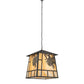 Meyda Lighting Stillwater 42" 4-Light Timeless Bronze Winter Pine Lantern Pendant Light With Beige Art Shade Glass