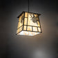 Meyda Lighting Stillwater 42" 4-Light Timeless Bronze Winter Pine Lantern Pendant Light With Beige Art Shade Glass