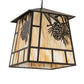 Meyda Lighting Stillwater 42" 4-Light Timeless Bronze Winter Pine Lantern Pendant Light With Beige Art Shade Glass