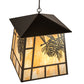 Meyda Lighting Stillwater 42" 4-Light Timeless Bronze Winter Pine Lantern Pendant Light With Beige Art Shade Glass