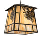 Meyda Lighting Stillwater 42" 4-Light Timeless Bronze Winter Pine Lantern Pendant Light With Beige Art Shade Glass