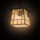 Meyda Lighting Stillwater 43" 4-Light Craftsman Verdigris Winter Pine Pendant Light With Beige Art Shade Glass
