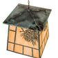 Meyda Lighting Stillwater 43" 4-Light Craftsman Verdigris Winter Pine Pendant Light With Beige Art Shade Glass