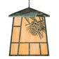 Meyda Lighting Stillwater 43" 4-Light Craftsman Verdigris Winter Pine Pendant Light With Beige Art Shade Glass