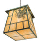 Meyda Lighting Stillwater 43" 4-Light Craftsman Verdigris Winter Pine Pendant Light With Beige Art Shade Glass