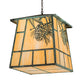 Meyda Lighting Stillwater 43" 4-Light Craftsman Verdigris Winter Pine Pendant Light With Beige Art Shade Glass
