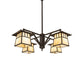 Meyda Lighting Stillwater 47" 4-Light Craftsman Brown Chandelier With Beige Art Shade Glass