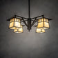 Meyda Lighting Stillwater 47" 4-Light Craftsman Brown Chandelier With Beige Art Shade Glass