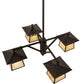 Meyda Lighting Stillwater 47" 4-Light Craftsman Brown Chandelier With Beige Art Shade Glass