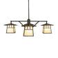 Meyda Lighting Stillwater 47" 4-Light Craftsman Brown Chandelier With Beige Art Shade Glass