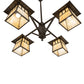 Meyda Lighting Stillwater 47" 4-Light Craftsman Brown Chandelier With Beige Art Shade Glass