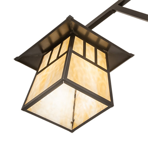 Meyda Lighting Stillwater 47" 4-Light Craftsman Brown Chandelier With Beige Art Shade Glass