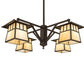 Meyda Lighting Stillwater 47" 4-Light Craftsman Brown Chandelier With Beige Art Shade Glass