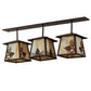 Meyda Lighting Stillwater 48" 3-Light Cafe Noir On Rust Mountain Pine Island Pendant Light With Beige Ripple Shade Glass