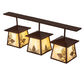 Meyda Lighting Stillwater 48" 3-Light Cafe Noir On Rust Mountain Pine Island Pendant Light With Beige Ripple Shade Glass