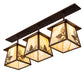 Meyda Lighting Stillwater 48" 3-Light Cafe Noir On Rust Mountain Pine Island Pendant Light With Beige Ripple Shade Glass