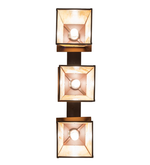 Meyda Lighting Stillwater 48" 3-Light Cafe Noir On Rust Mountain Pine Island Pendant Light With Beige Ripple Shade Glass