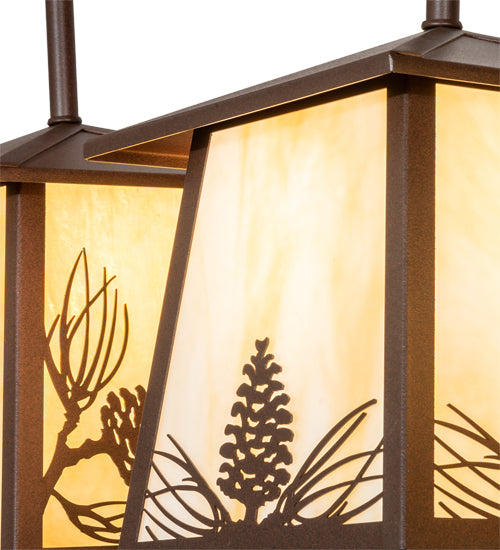 Meyda Lighting Stillwater 48" 3-Light Cafe Noir On Rust Mountain Pine Island Pendant Light With Beige Ripple Shade Glass